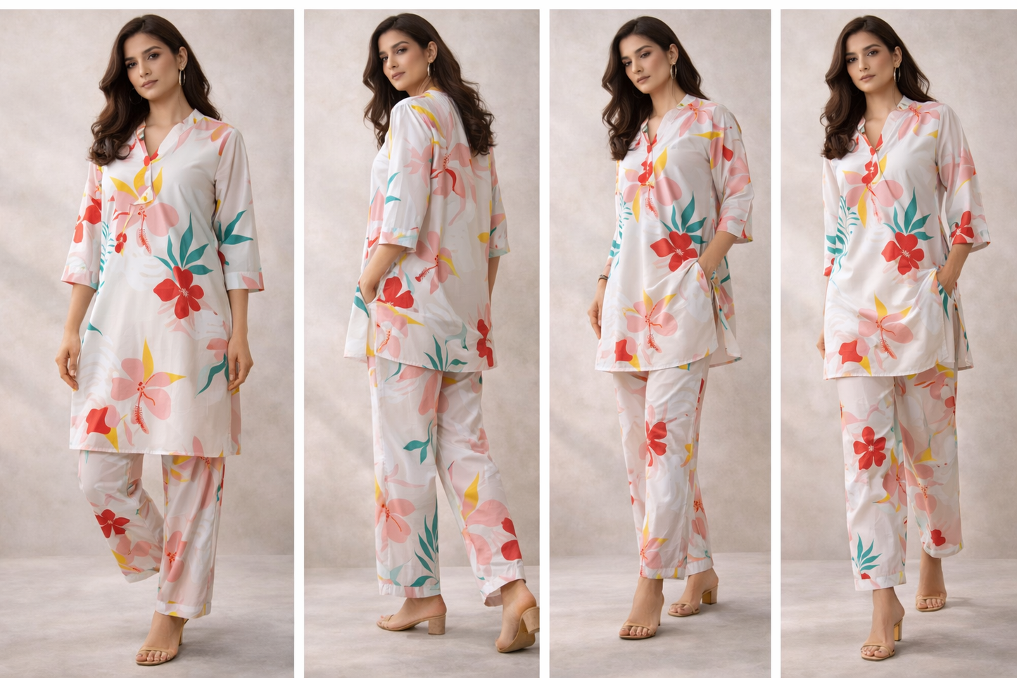 Blush Tropic Floral Co-Ord Set – Soft Pastel Elegance by The Sash