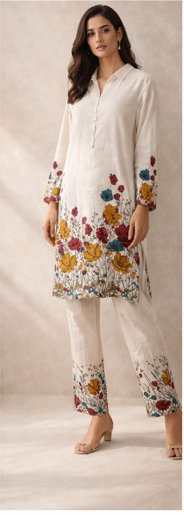 Ivory Garden Printed Kurta Set | The Sash