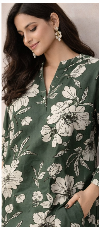 Emerald Garden Floral Co-Ord Set – Effortless Elegance by The Sash