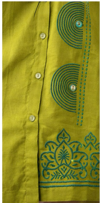Lime Grove Embroidered Kurta Set – Contemporary Handcrafted Elegance by The Sash