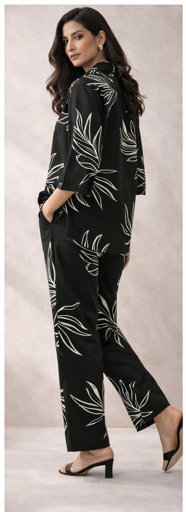 Midnight Bloom Monochrome Co-Ord Set – Modern Statement Style by The Sash