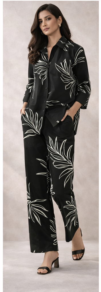 Midnight Bloom Monochrome Co-Ord Set – Modern Statement Style by The Sash