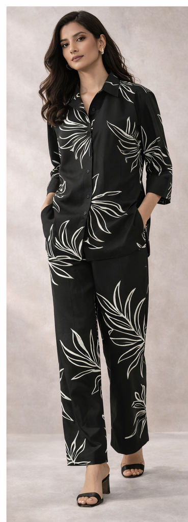 Midnight Bloom Monochrome Co-Ord Set – Modern Statement Style by The Sash
