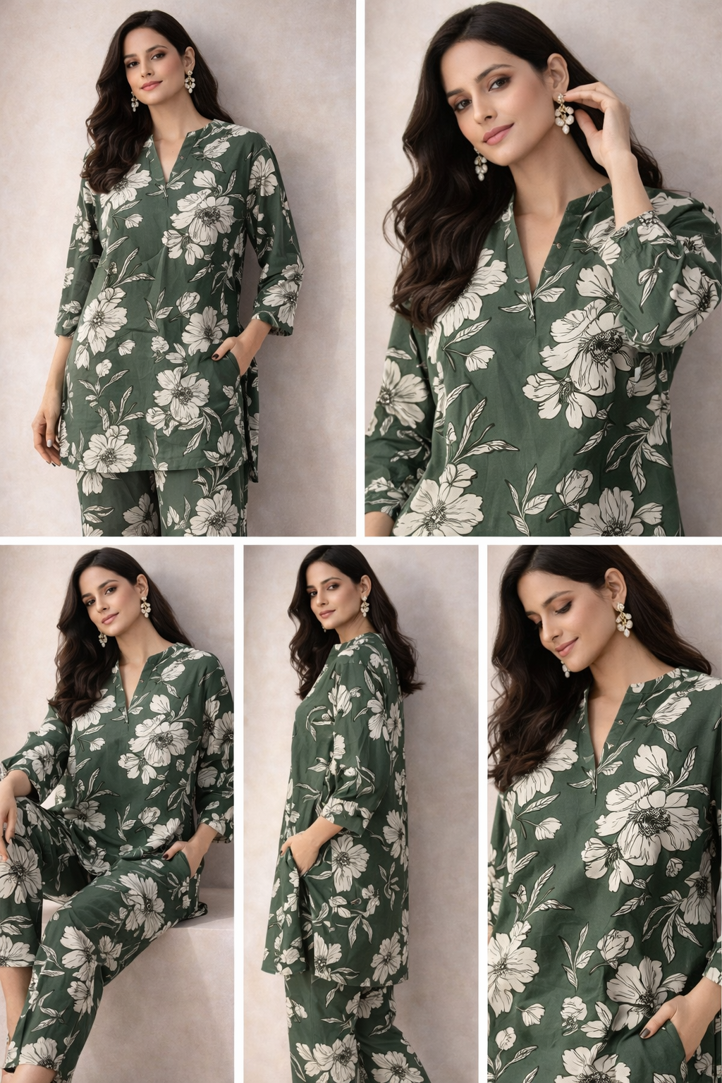 Emerald Garden Floral Co-Ord Set – Effortless Elegance by The Sash