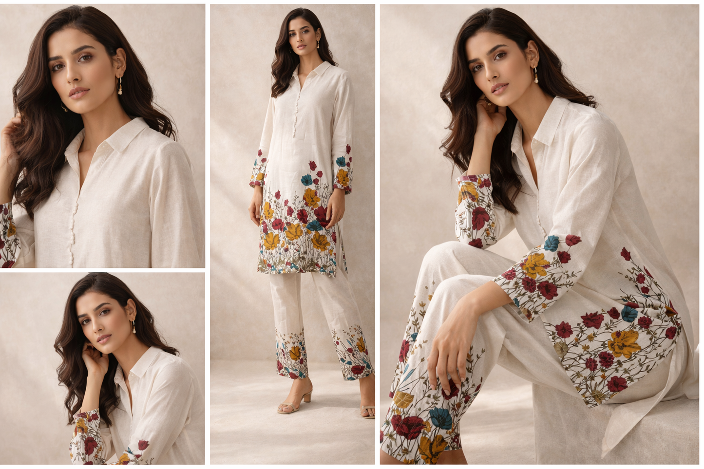 Ivory Garden Printed Kurta Set | The Sash