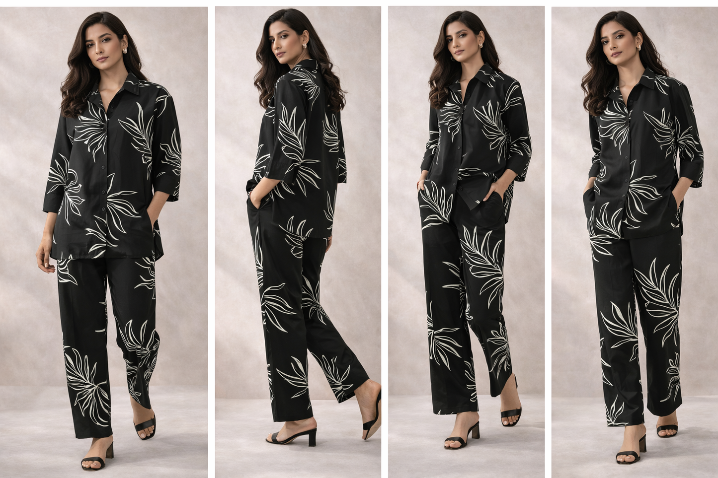 Midnight Bloom Monochrome Co-Ord Set – Modern Statement Style by The Sash