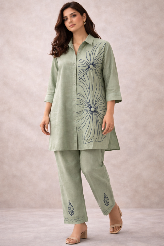 Sage Bloom Linen Co-ord Set | The Sash