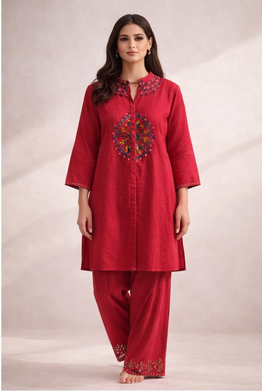 Crimson Mandala Kurta Set | The Sash