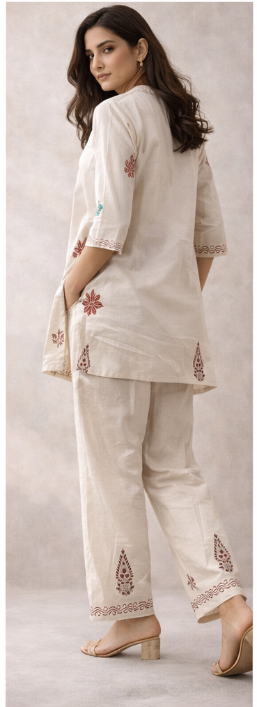 Ivory Grace Hand-Embroidered Kurta Pant Set | The Sash – Effortless Elegance