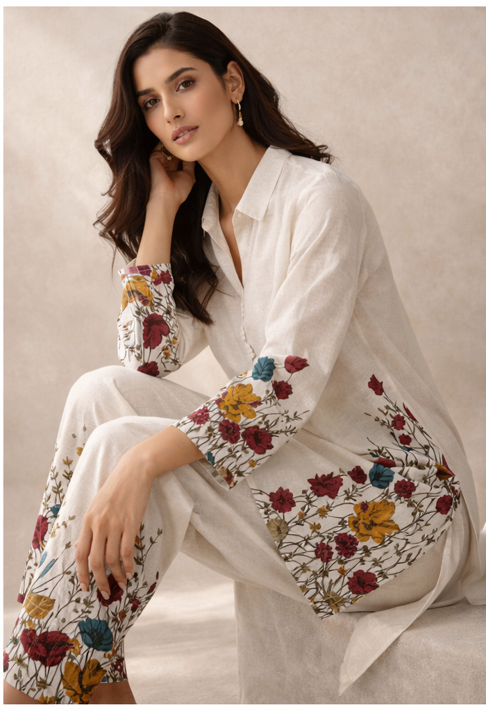 Ivory Garden Printed Kurta Set | The Sash