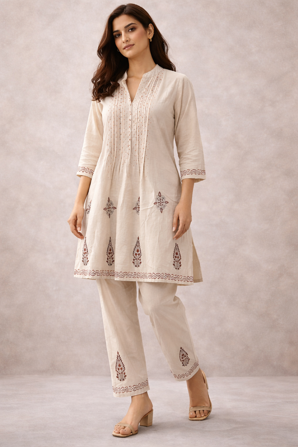 Ivory Grace Hand-Embroidered Kurta Pant Set | The Sash – Effortless Elegance